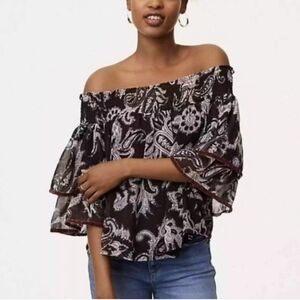 LOFT Velvet Trim Off the Shoulder Top